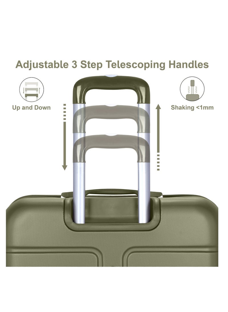 SENATOR Hard Case Travel Bag Cabin Luggage Trolley ABS Lightweight Suitcase with 4 Spinner Wheels A1012 Olive Green - Image 3